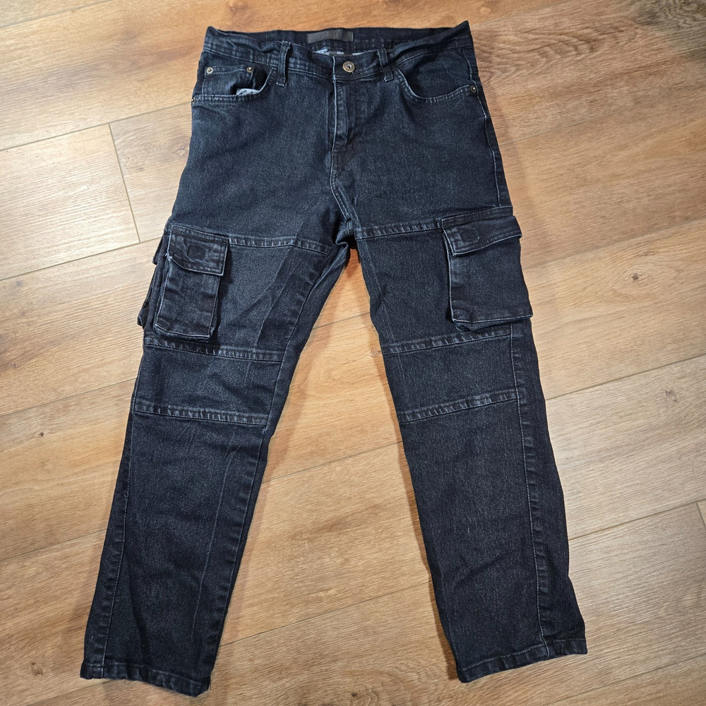 GS-115 Jeans Women’s Size 14 Black Distressed Denim Premium Casual Logo Pockets